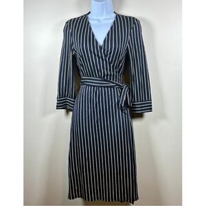 Diane Von Furstenberg navy and white wrap dress in silk jersey
